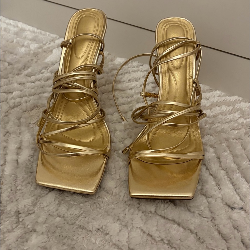 AKIRA Gold Strappy Heels